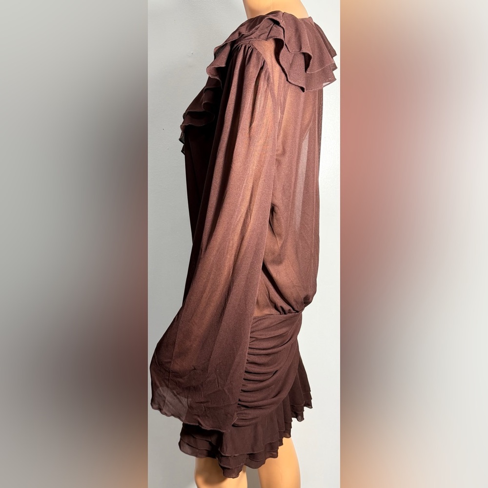 Zara Brown Ruffled Dress - Picture 4 of 12